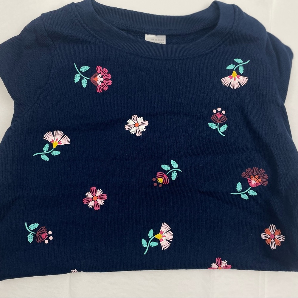 Carter’s Girl Sweatshirt Size 4 Navy Blue Floral - Picture 7 of 8